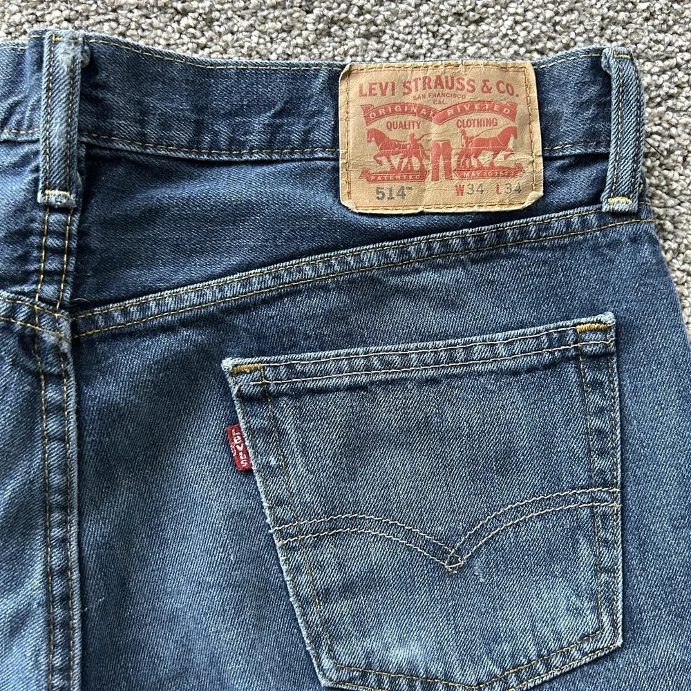 Levis 514 Jeans Mens 34x34 Medium Wash Blue Denim Regular Straight Cotton